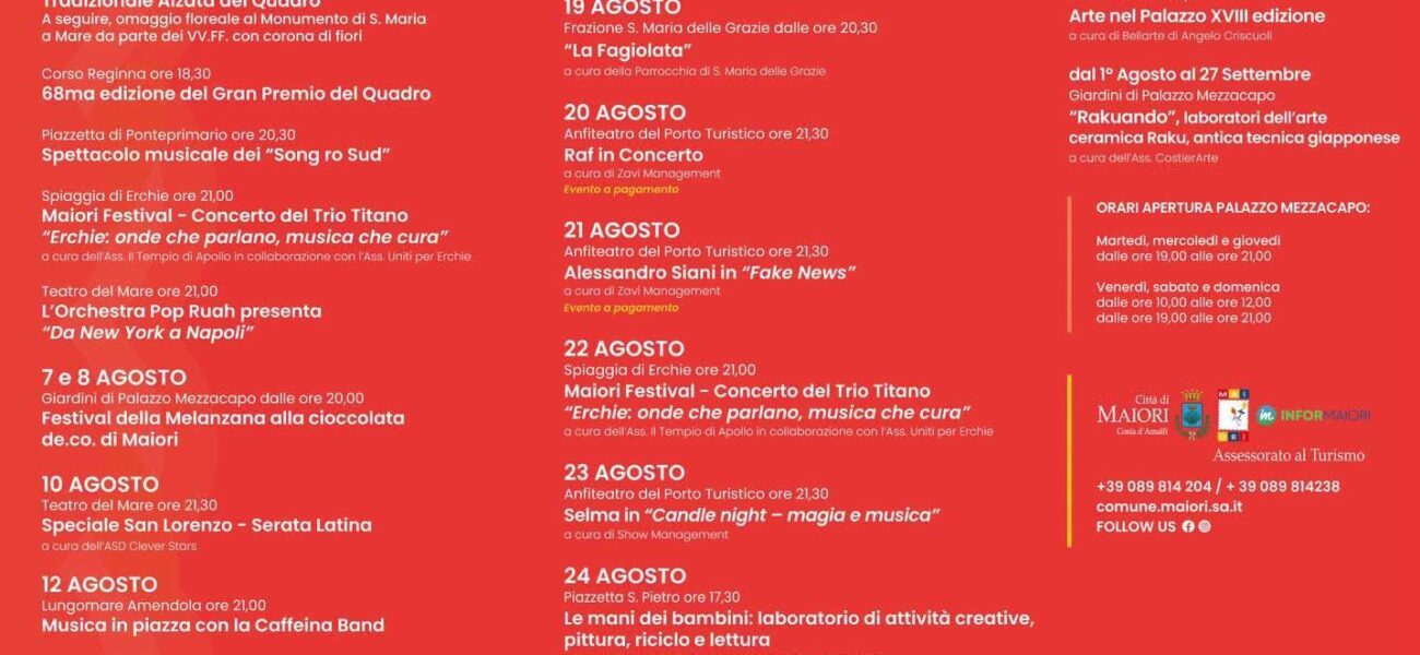 eventi a maiori- estate 2026